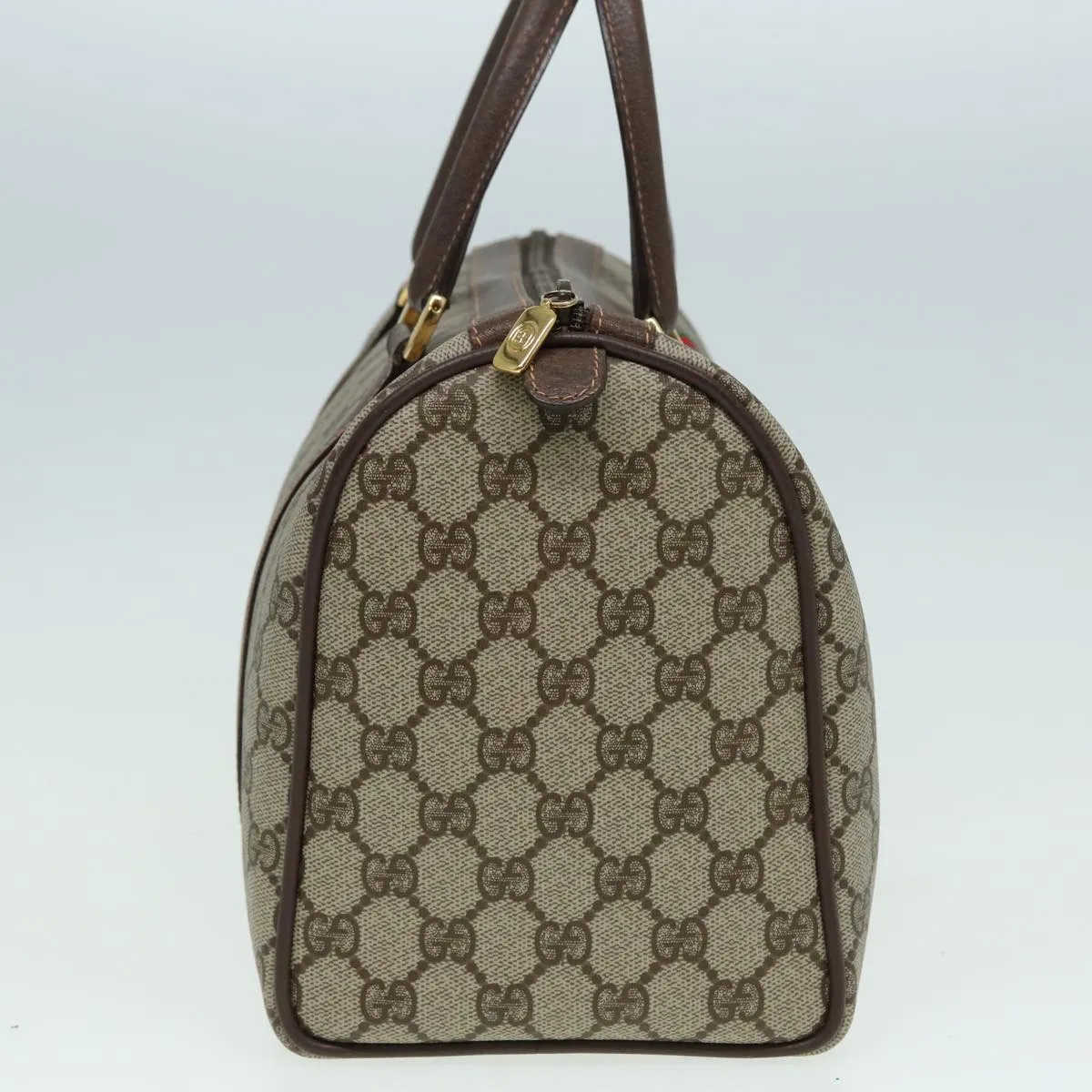 GUCCI GG Supreme Web Sherry Line Boston Bag PVC Beige 40 02 007 82874