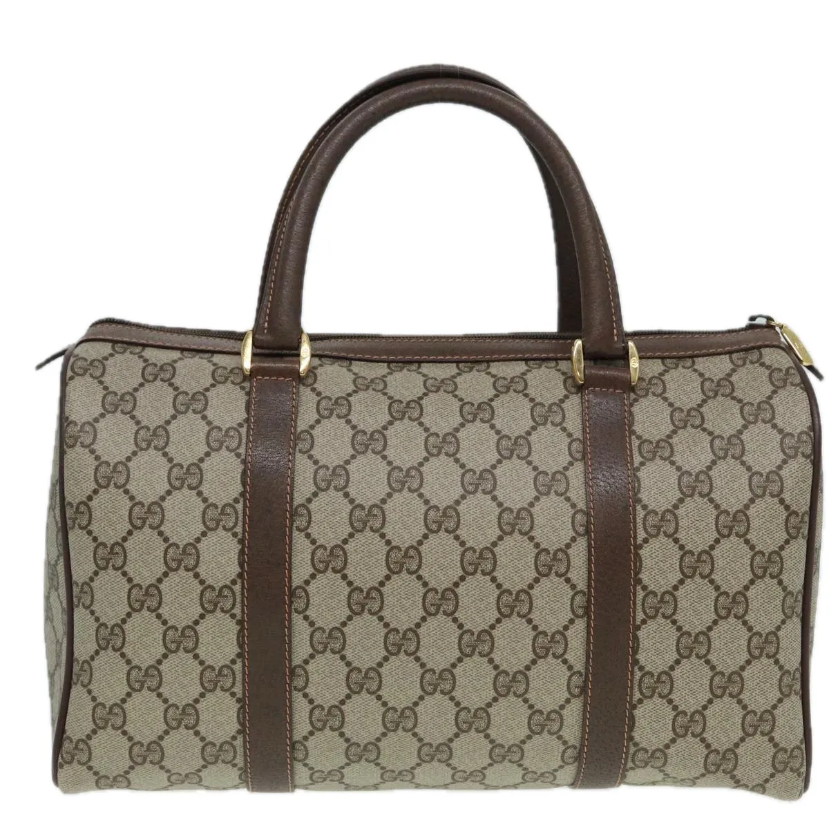 GUCCI GG Supreme Web Sherry Line Boston Bag PVC Beige 40 02 007 82874