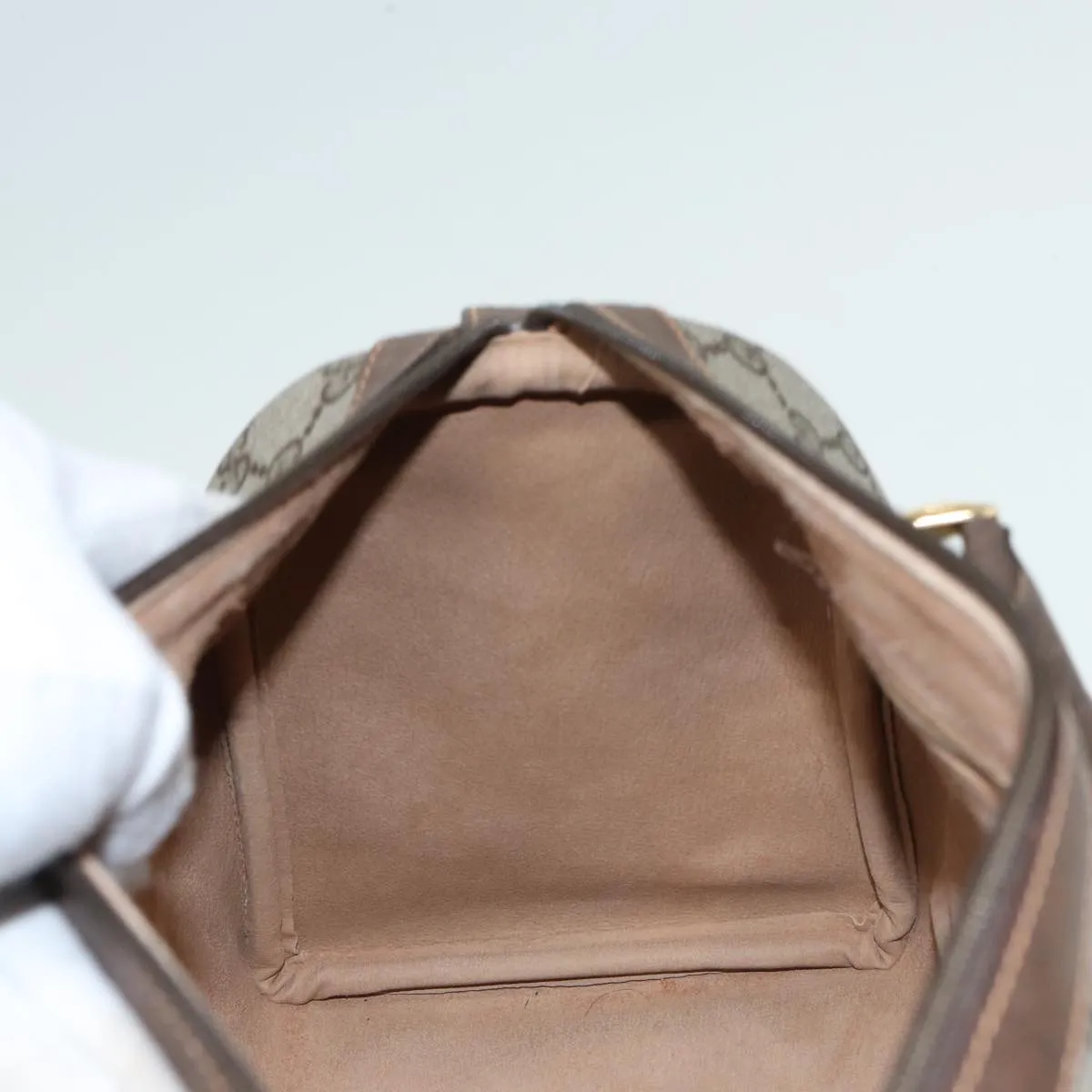 GUCCI GG Supreme Web Sherry Line Boston Bag PVC Beige 40 02 007 82874