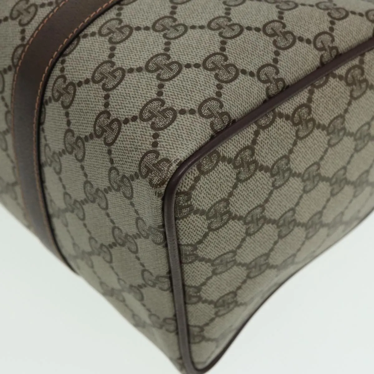 GUCCI GG Supreme Web Sherry Line Boston Bag PVC Beige 40 02 007 82874
