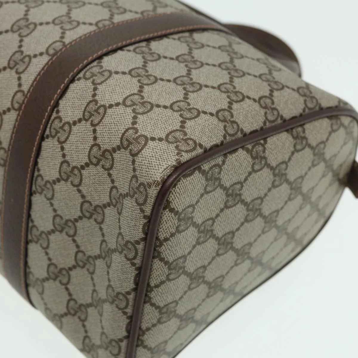GUCCI GG Supreme Web Sherry Line Boston Bag PVC Beige 40 02 007 82874