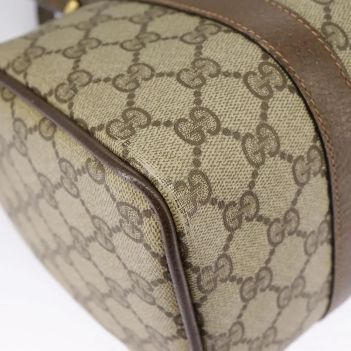 GUCCI GG Supreme Web Sherry Line Boston Bag PVC Beige Red 39 02 006 98939