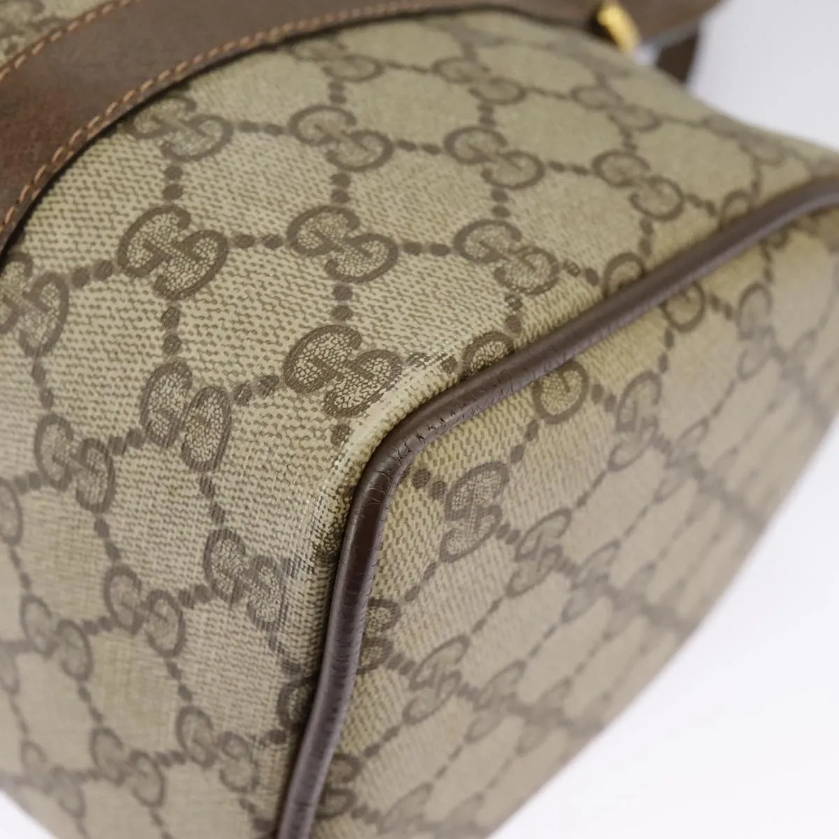 GUCCI GG Supreme Web Sherry Line Boston Bag PVC Beige Red 39 02 006 98939