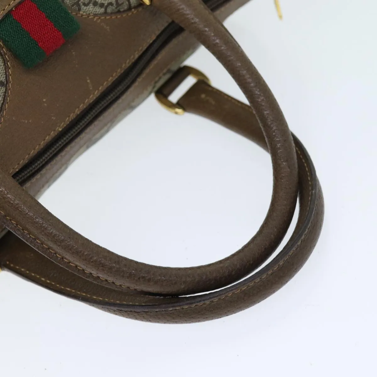 GUCCI GG Supreme Web Sherry Line Boston Bag PVC Beige Red 40 02 006 yk12612