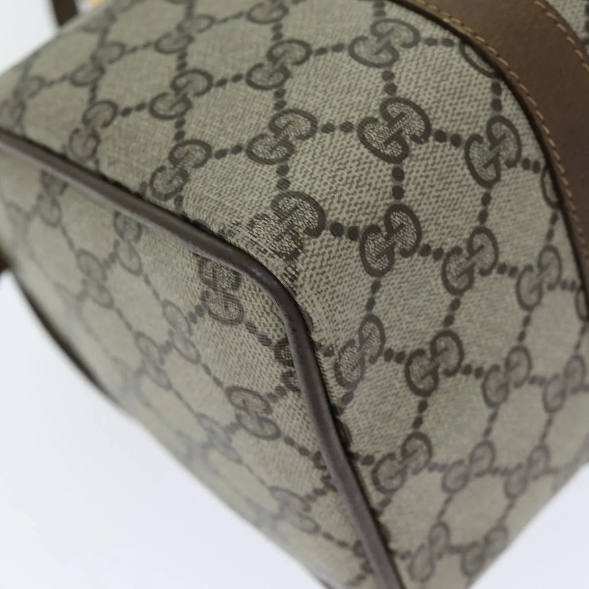 GUCCI GG Supreme Web Sherry Line Boston Bag PVC Beige Red 40 02 006 yk12612