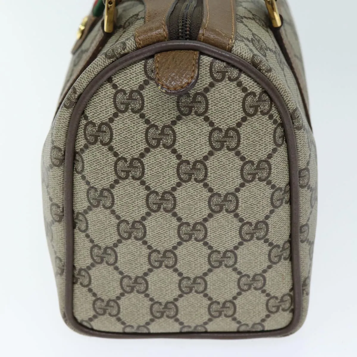 GUCCI GG Supreme Web Sherry Line Boston Bag PVC Beige Red 40 02 006 yk12612