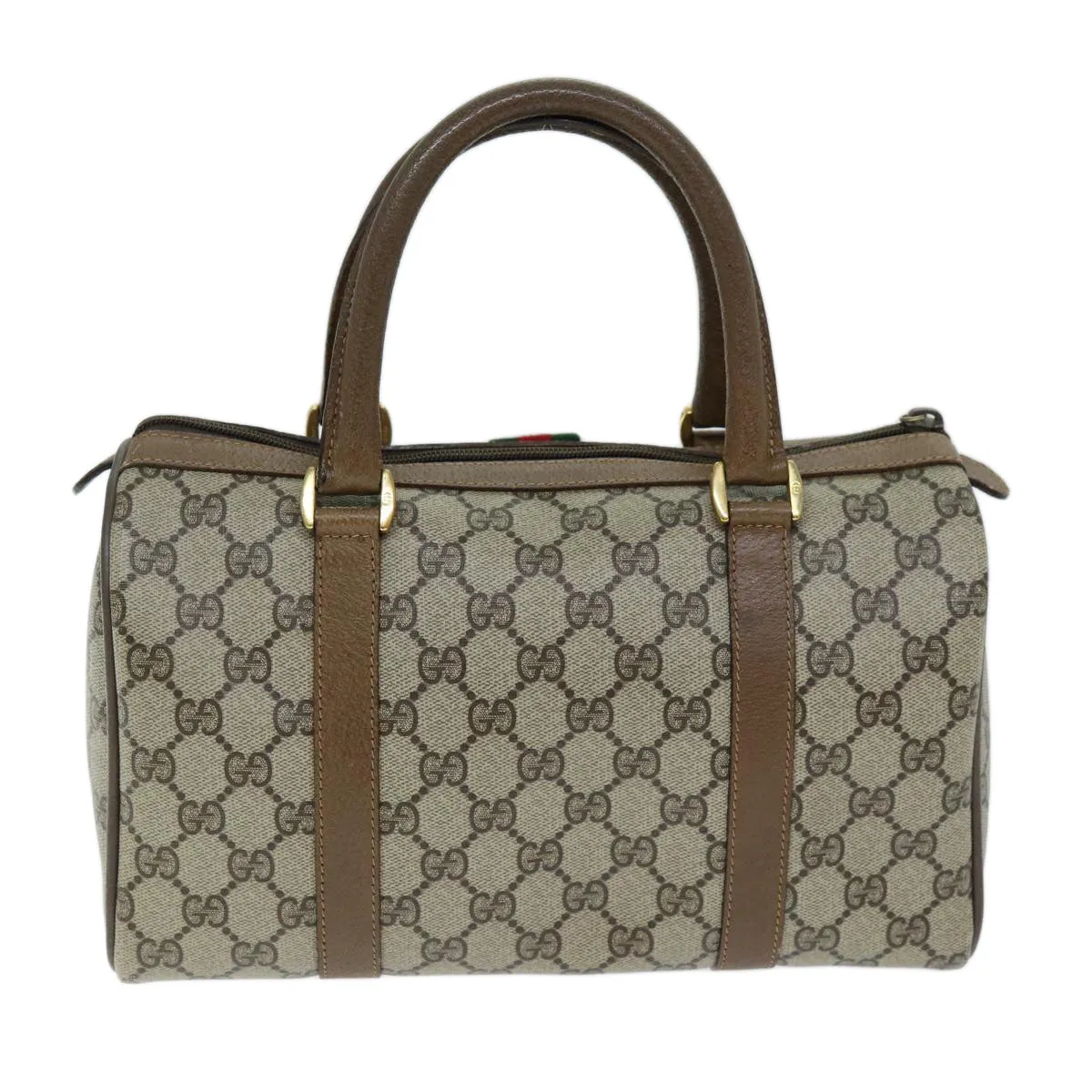 GUCCI GG Supreme Web Sherry Line Boston Bag PVC Beige Red 40 02 006 yk12612