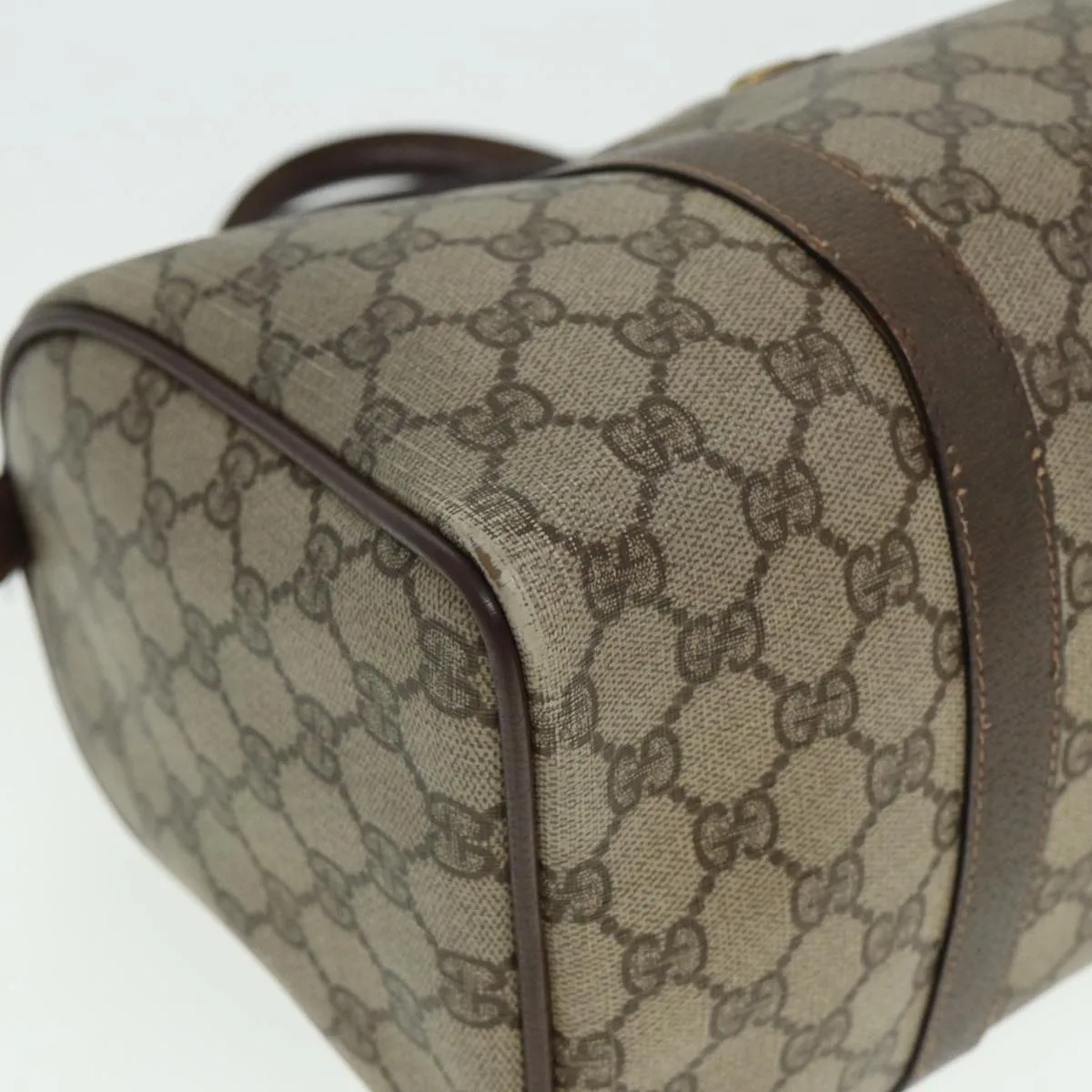 GUCCI GG Supreme Web Sherry Line Boston Bag PVC Beige Red 40 02 007 79159