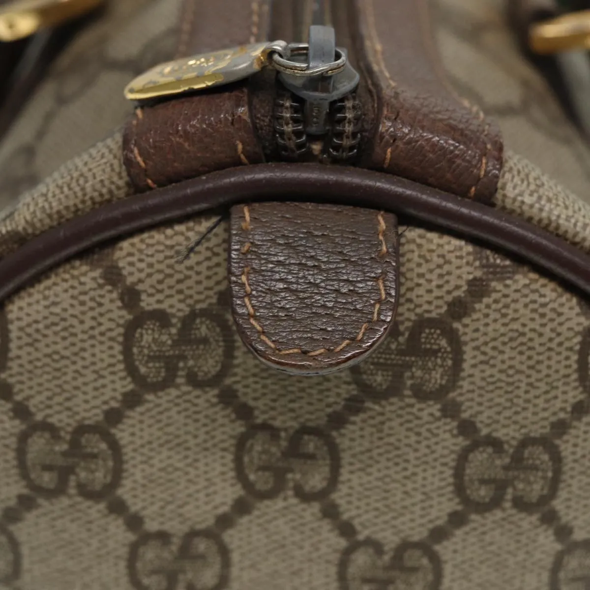 GUCCI GG Supreme Web Sherry Line Boston Bag PVC Beige Red 40 02 007 79159