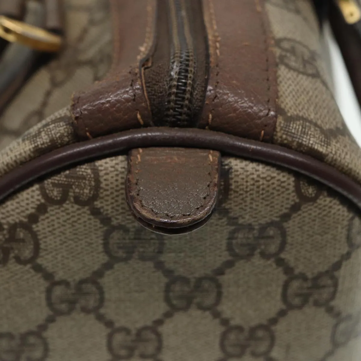 GUCCI GG Supreme Web Sherry Line Boston Bag PVC Beige Red 40 02 007 79159