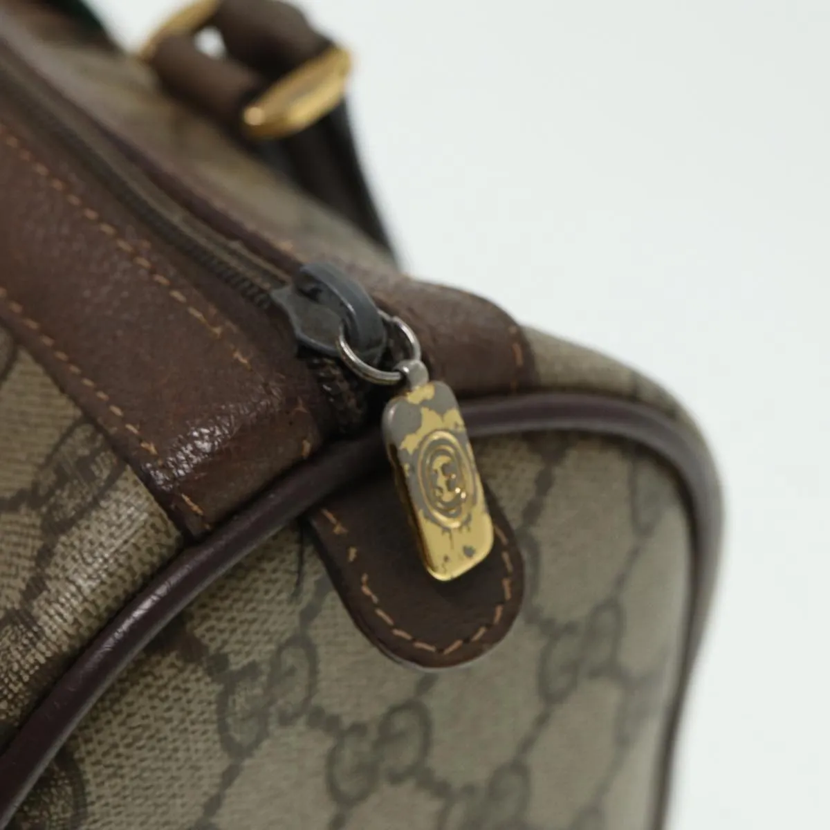 GUCCI GG Supreme Web Sherry Line Boston Bag PVC Beige Red 40 02 007 79159