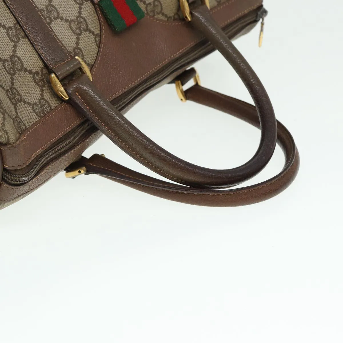 GUCCI GG Supreme Web Sherry Line Boston Bag PVC Beige Red 40 02 007 79159