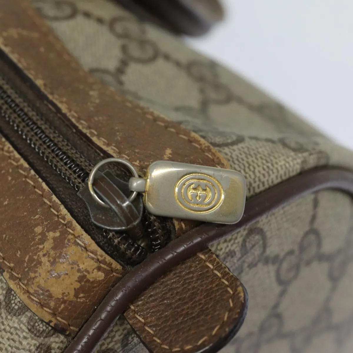 GUCCI GG Supreme Web Sherry Line Boston Bag PVC Beige Red 40 02 007 81948