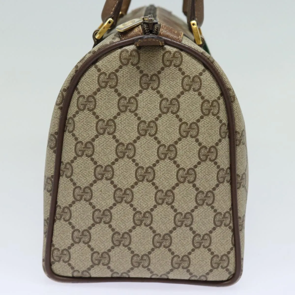 GUCCI GG Supreme Web Sherry Line Boston Bag PVC Beige Red 40 02 007 81948