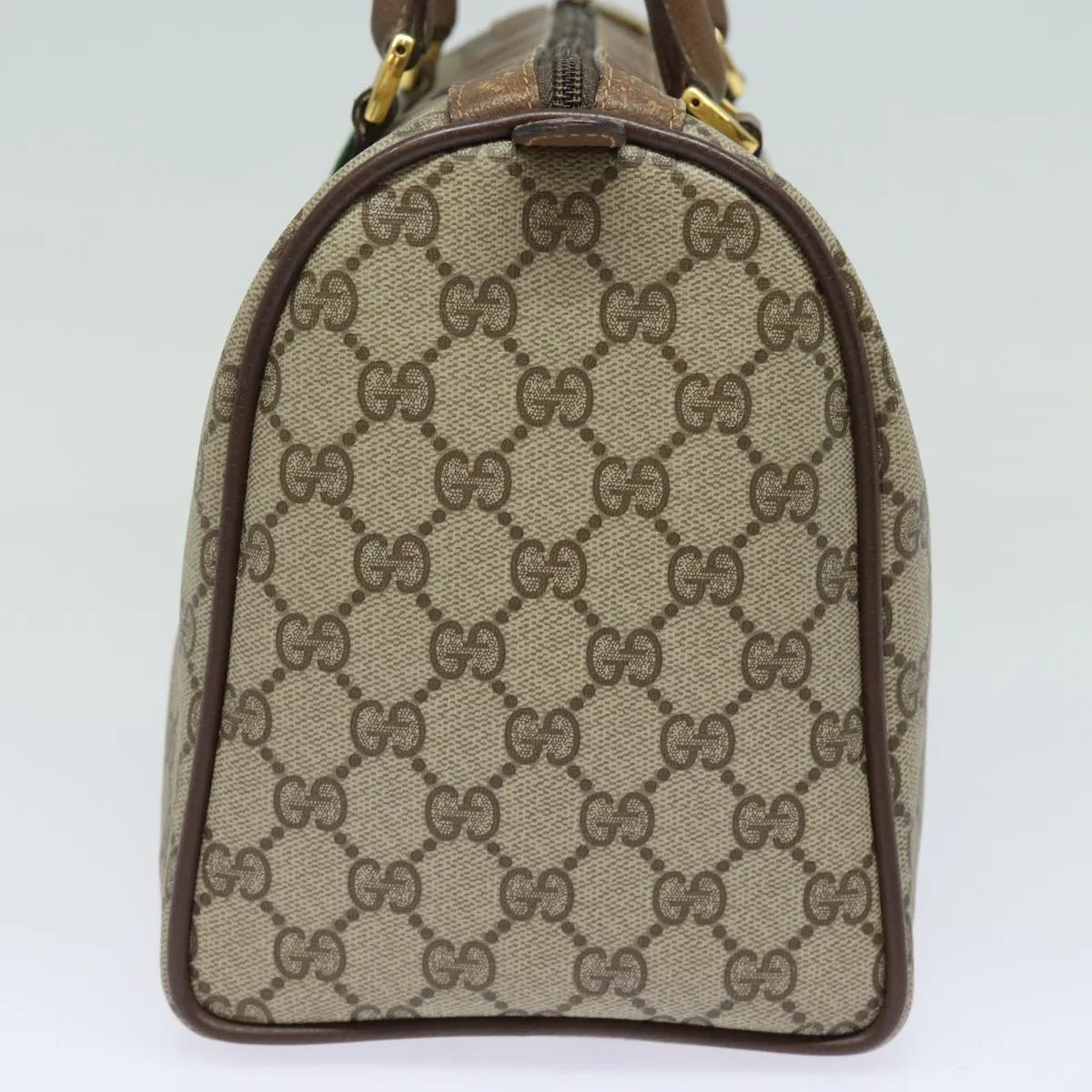 GUCCI GG Supreme Web Sherry Line Boston Bag PVC Beige Red 40 02 007 81948