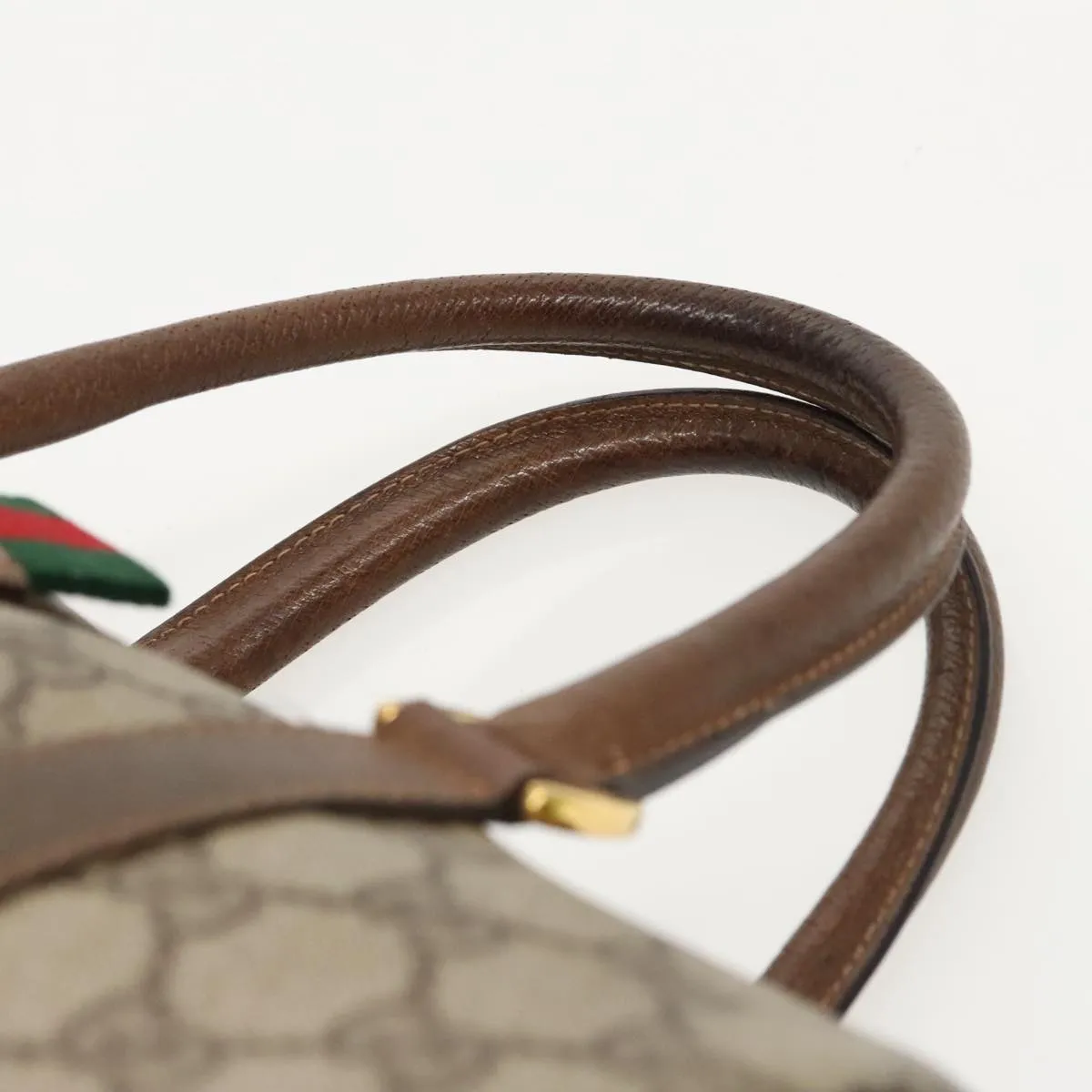 GUCCI GG Supreme Web Sherry Line Boston Bag PVC Beige Red 58 02 006 97175
