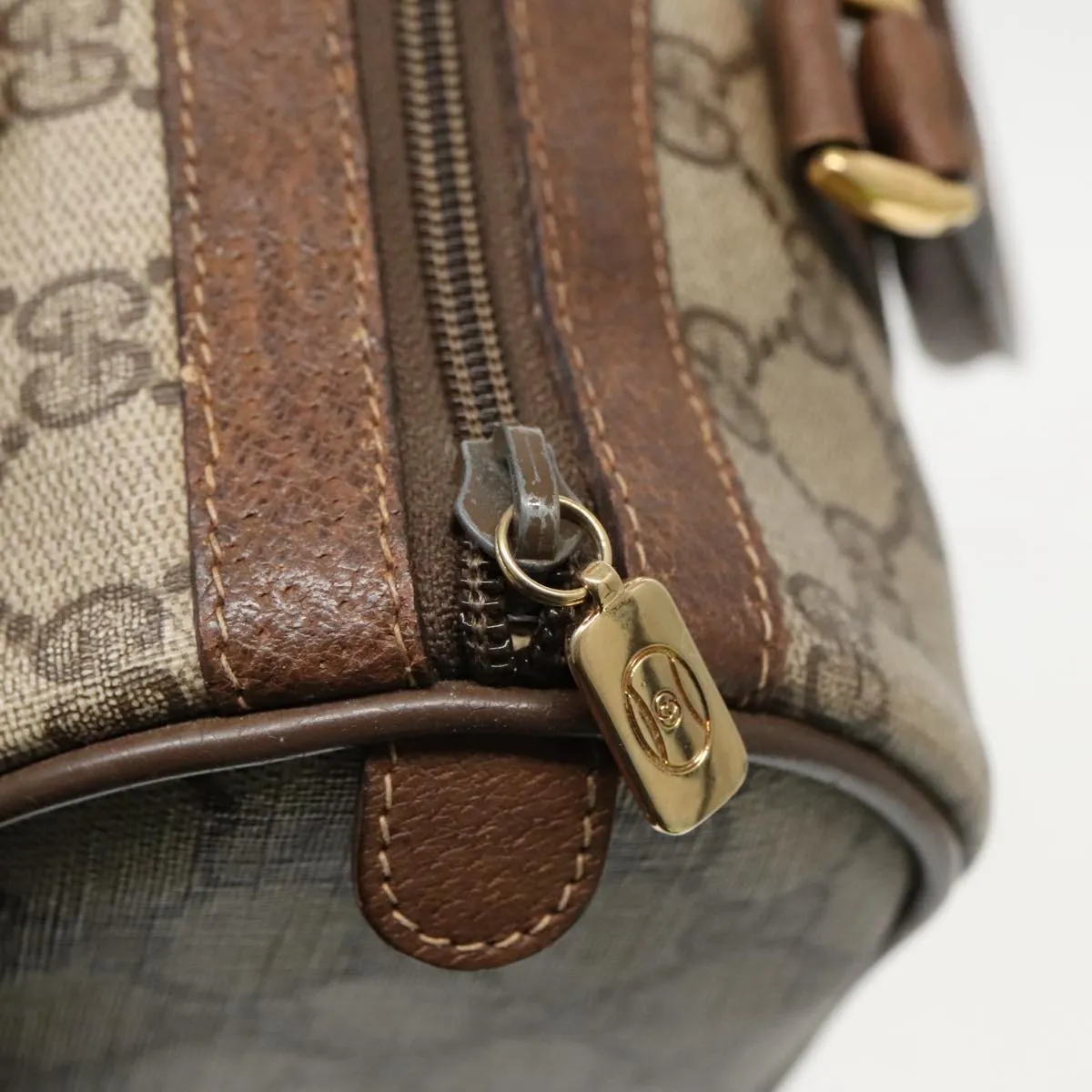 GUCCI GG Supreme Web Sherry Line Boston Bag PVC Beige Red 58 02 006 97175