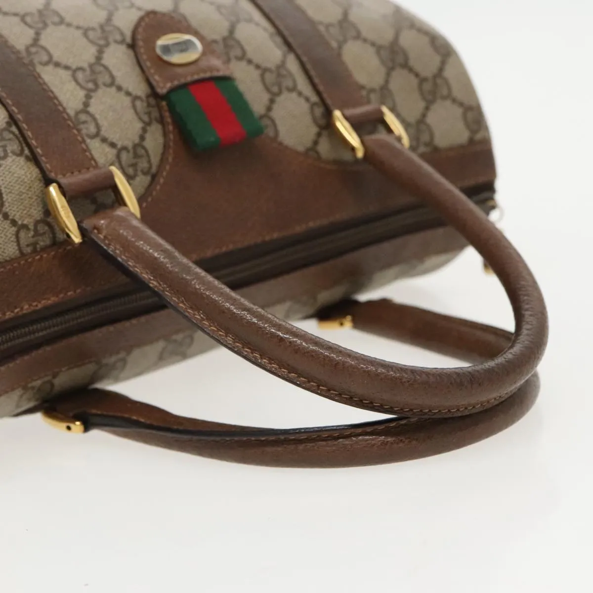 GUCCI GG Supreme Web Sherry Line Boston Bag PVC Beige Red 58 02 006 97175