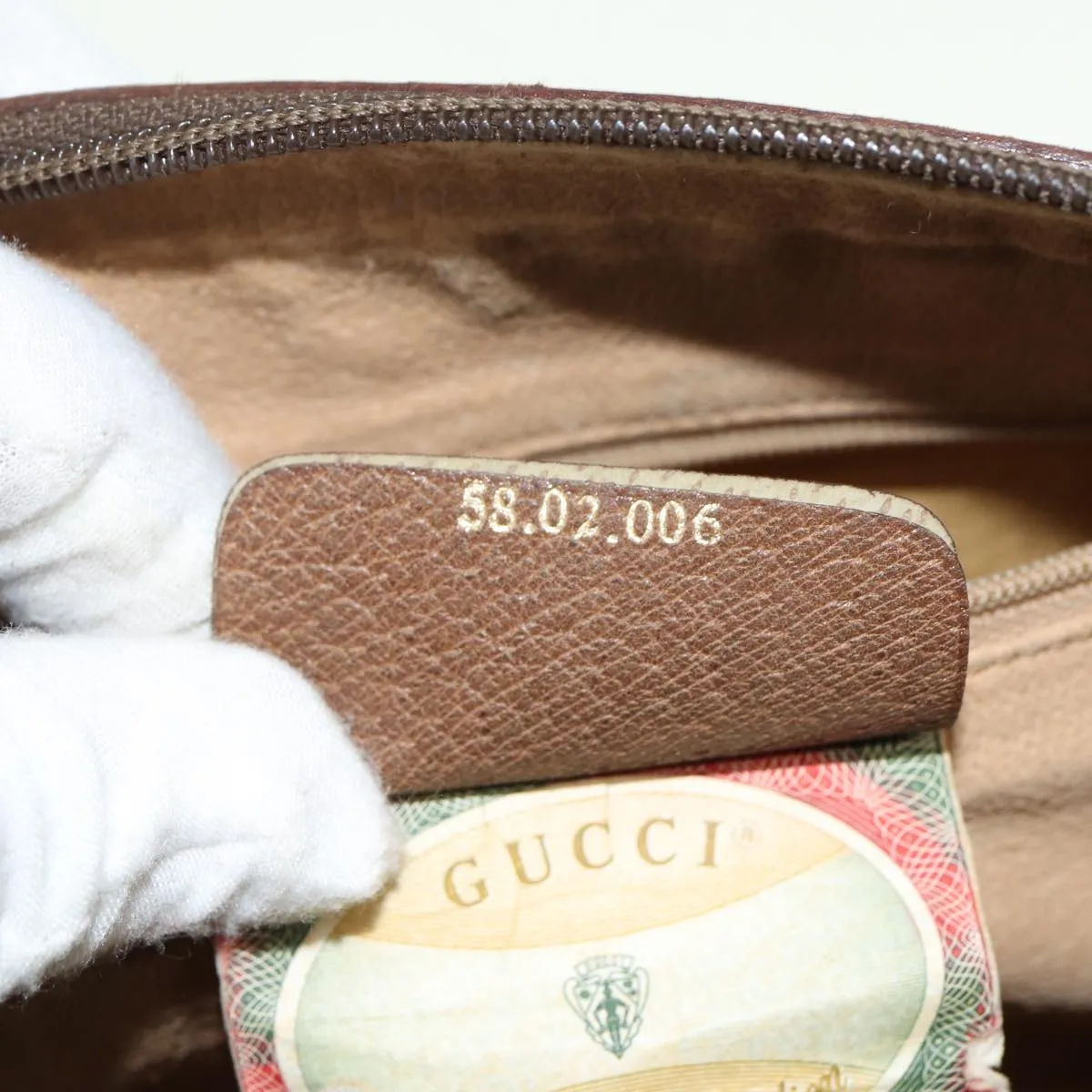 GUCCI GG Supreme Web Sherry Line Boston Bag PVC Leather Beige 78100