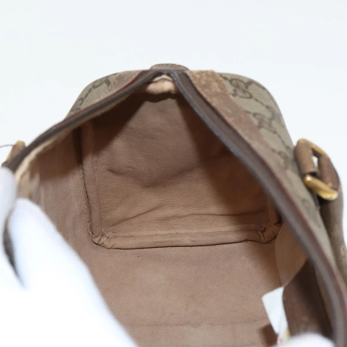 GUCCI GG Supreme Web Sherry Line Boston Bag PVC Leather Beige 78100