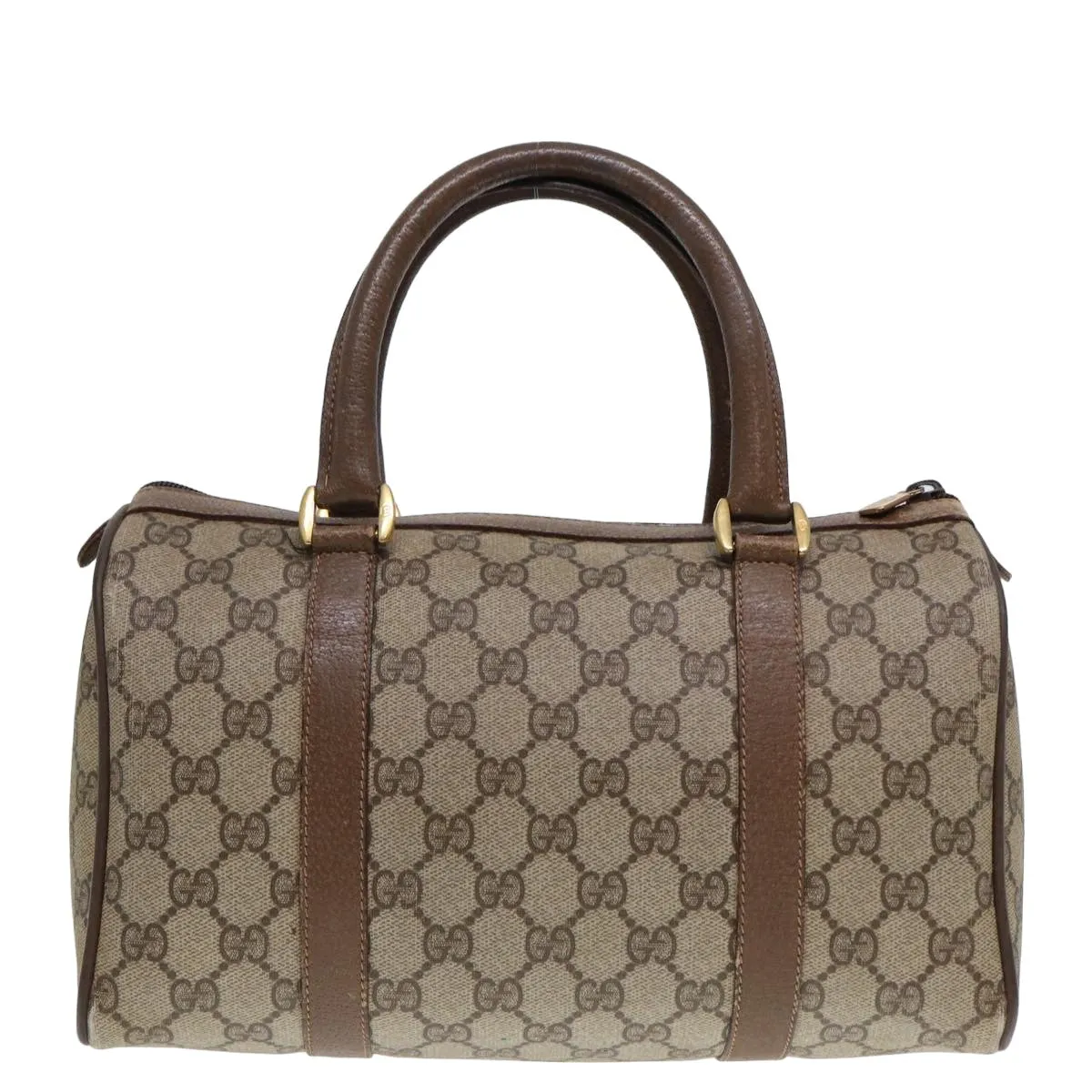 GUCCI GG Supreme Web Sherry Line Boston Bag PVC Leather Beige 78100