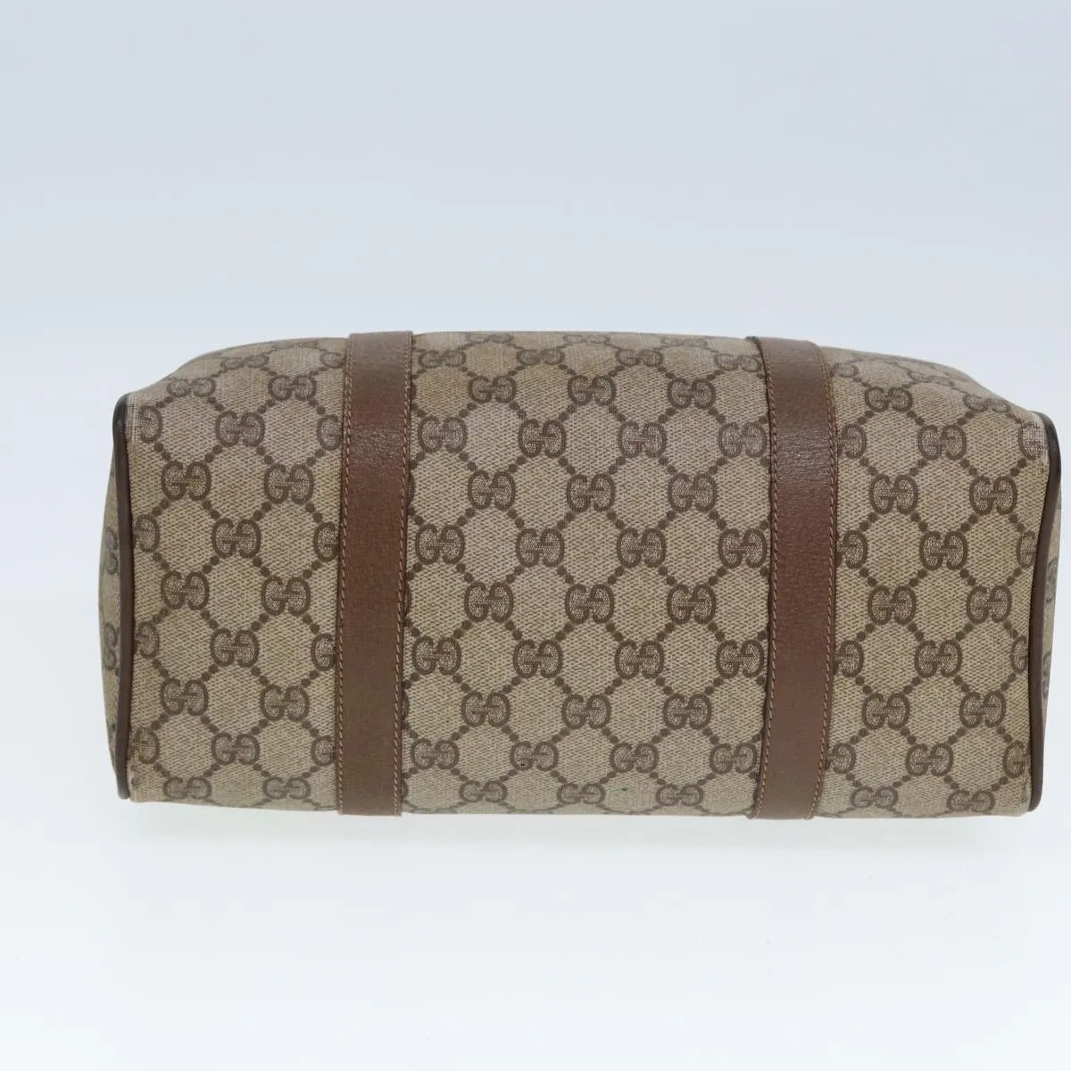 GUCCI GG Supreme Web Sherry Line Boston Bag PVC Leather Beige 78100