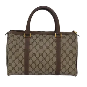 GUCCI GG Supreme Web Sherry Line Boston Bag PVC Leather Beige 81054