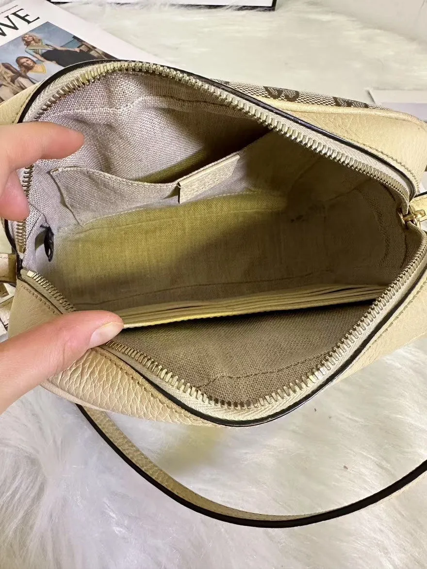Gucci GG Vintage Beige Canvas Camera Bag - Small Crossbody