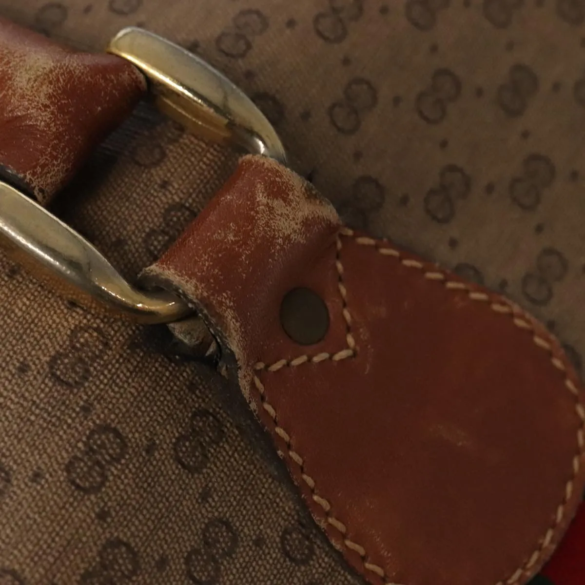 GUCCI Micro GG Canvas Web Sherry Line Boston Bag PVC Beige Gold ti2383