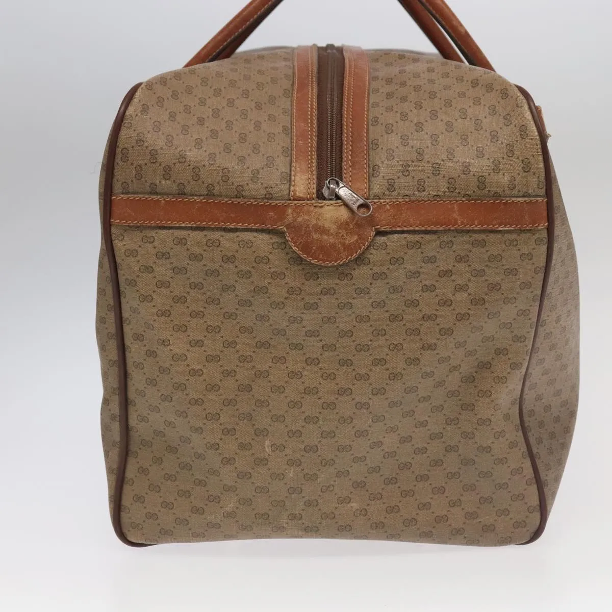 GUCCI Micro GG Canvas Web Sherry Line Boston Bag PVC Beige Gold ti2383