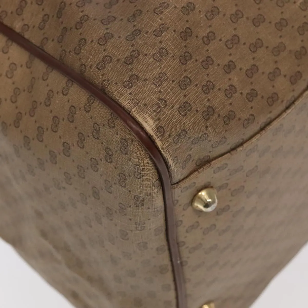 GUCCI Micro GG Canvas Web Sherry Line Boston Bag PVC Beige Gold ti2383