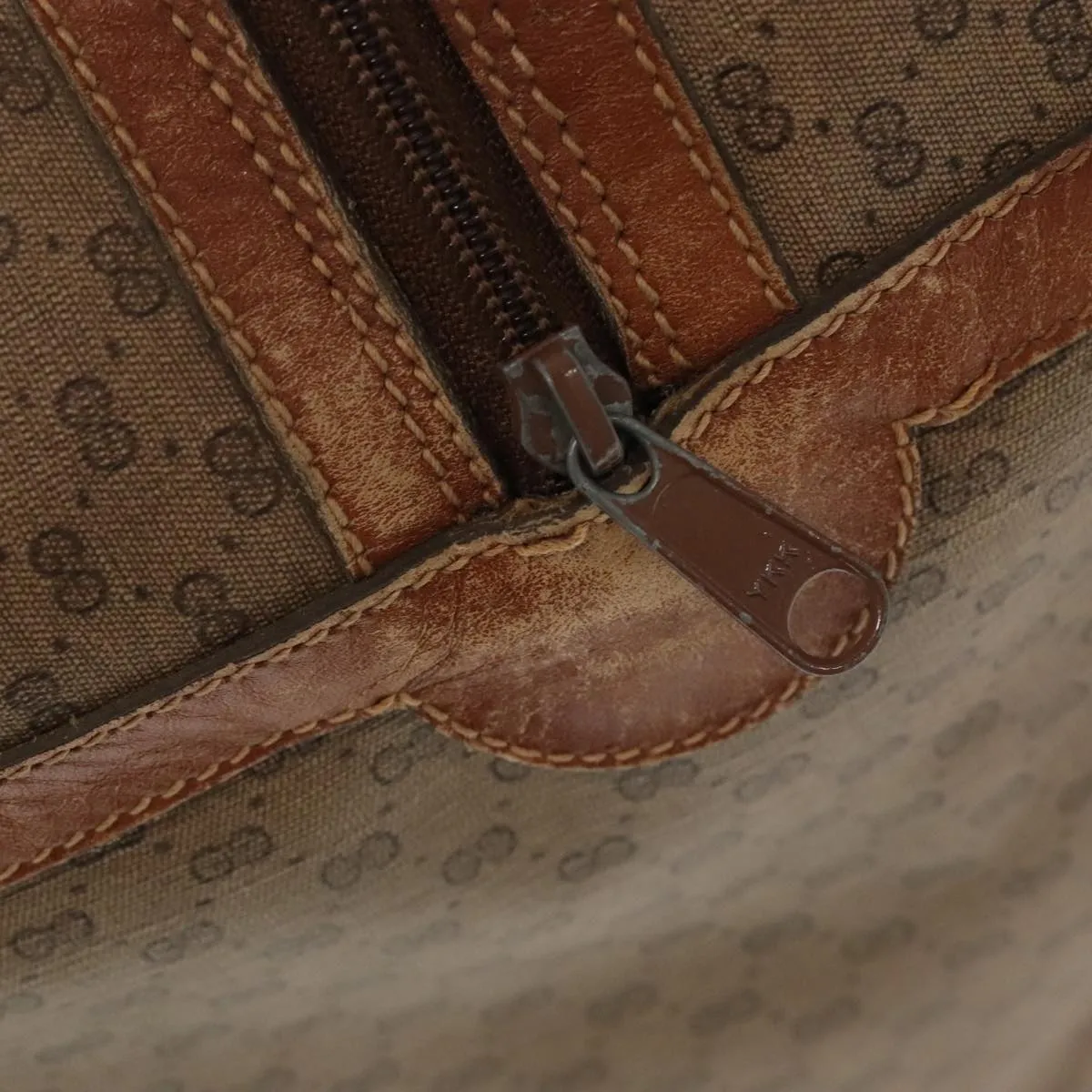 GUCCI Micro GG Canvas Web Sherry Line Boston Bag PVC Beige Gold ti2383
