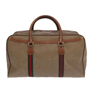 GUCCI Micro GG Canvas Web Sherry Line Boston Bag PVC Beige Gold ti2383