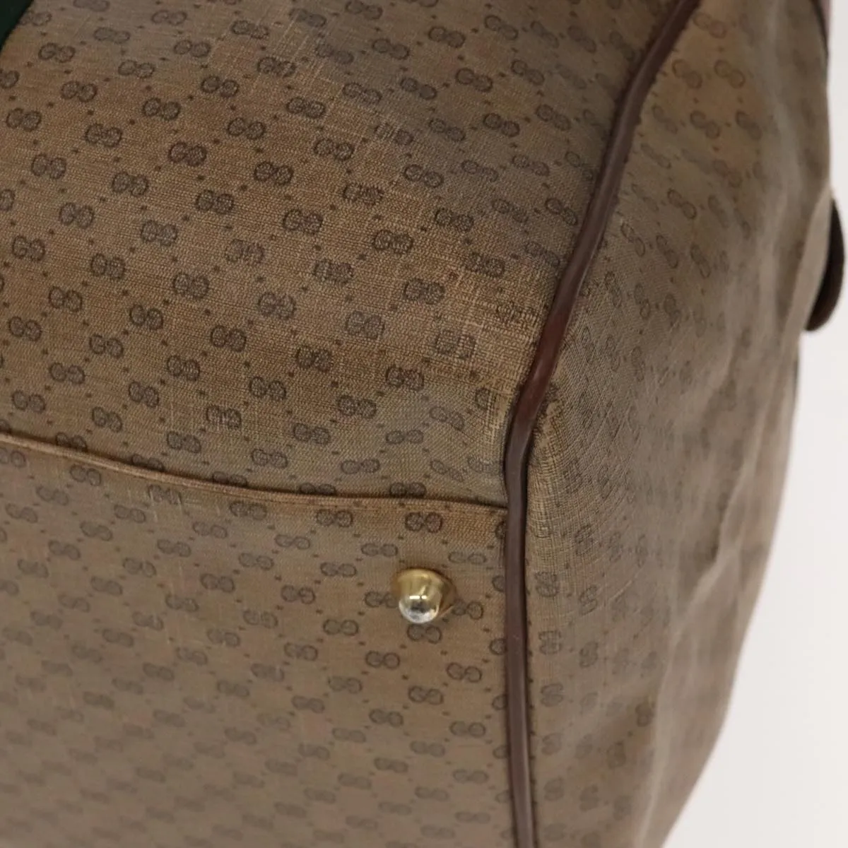 GUCCI Micro GG Canvas Web Sherry Line Boston Bag PVC Beige Gold ti2383