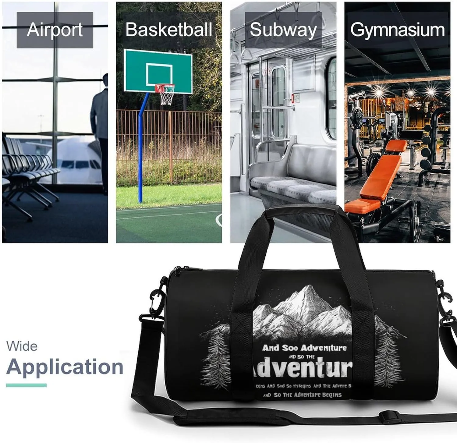 Gym Bag for Men Women Lightweight Sports Duffle Bag with Multiple Compartments Cylindrical Gym Bag for Fitness Travel And Outdoor Activities Ater Resistant Yoga Bag Training Bag Adventure Awaits