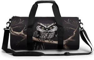 Gym Bag, Late Night Owl Printed Gym Bag,cylinder Gym Bag,sports Luggage Bag,weekend Luggage Bag