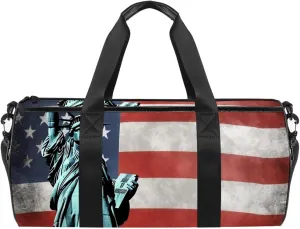 Gym Bags for Women,Duffle Bag for Travel,American Flag Statue of Liberty,Gym Bag for Men, 17.7x9x9 in, Z7qc9podexgv, Go7t2ihauzfi