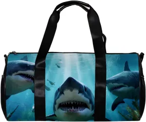 Gym Bags for Women,Duffle Bag for Travel,Angry Shark in Forest Ocean,Gym Bag for Men