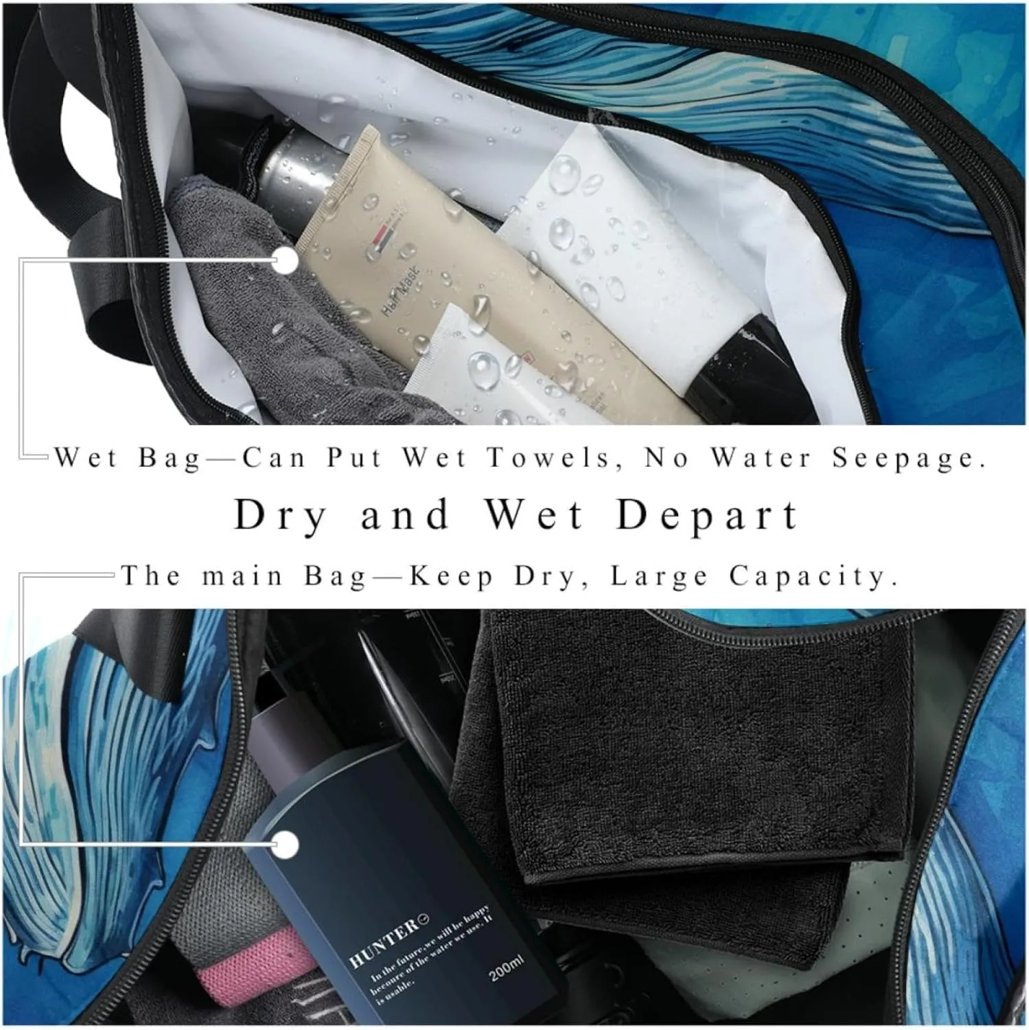 Gym Bags for Women,Duffle Bag for Travel,Watercolor Whale Hand Drawn Blue,Gym Bag for Men