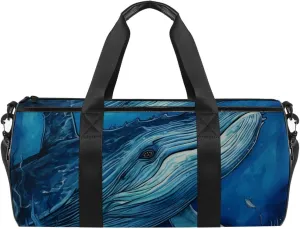 Gym Bags for Women,Duffle Bag for Travel,Watercolor Whale Hand Drawn Blue,Gym Bag for Men