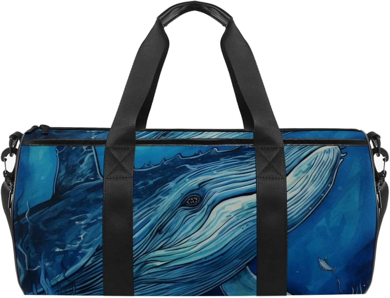 Gym Bags for Women,Duffle Bag for Travel,Watercolor Whale Hand Drawn Blue,Gym Bag for Men