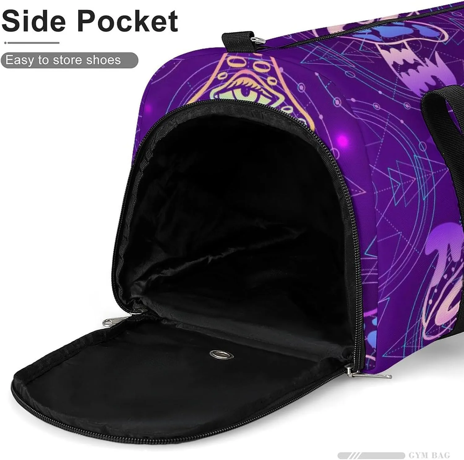 Gym Duffel Bag with Shoe Compartment Wet Pocket, Psychedelic Mushrooms Travel Bag for Men Women