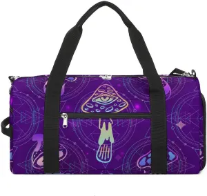Gym Duffel Bag with Shoe Compartment Wet Pocket, Psychedelic Mushrooms Travel Bag for Men Women