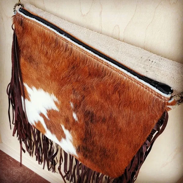 Hair on Hide Steer Head Flap Crossbody Handbag