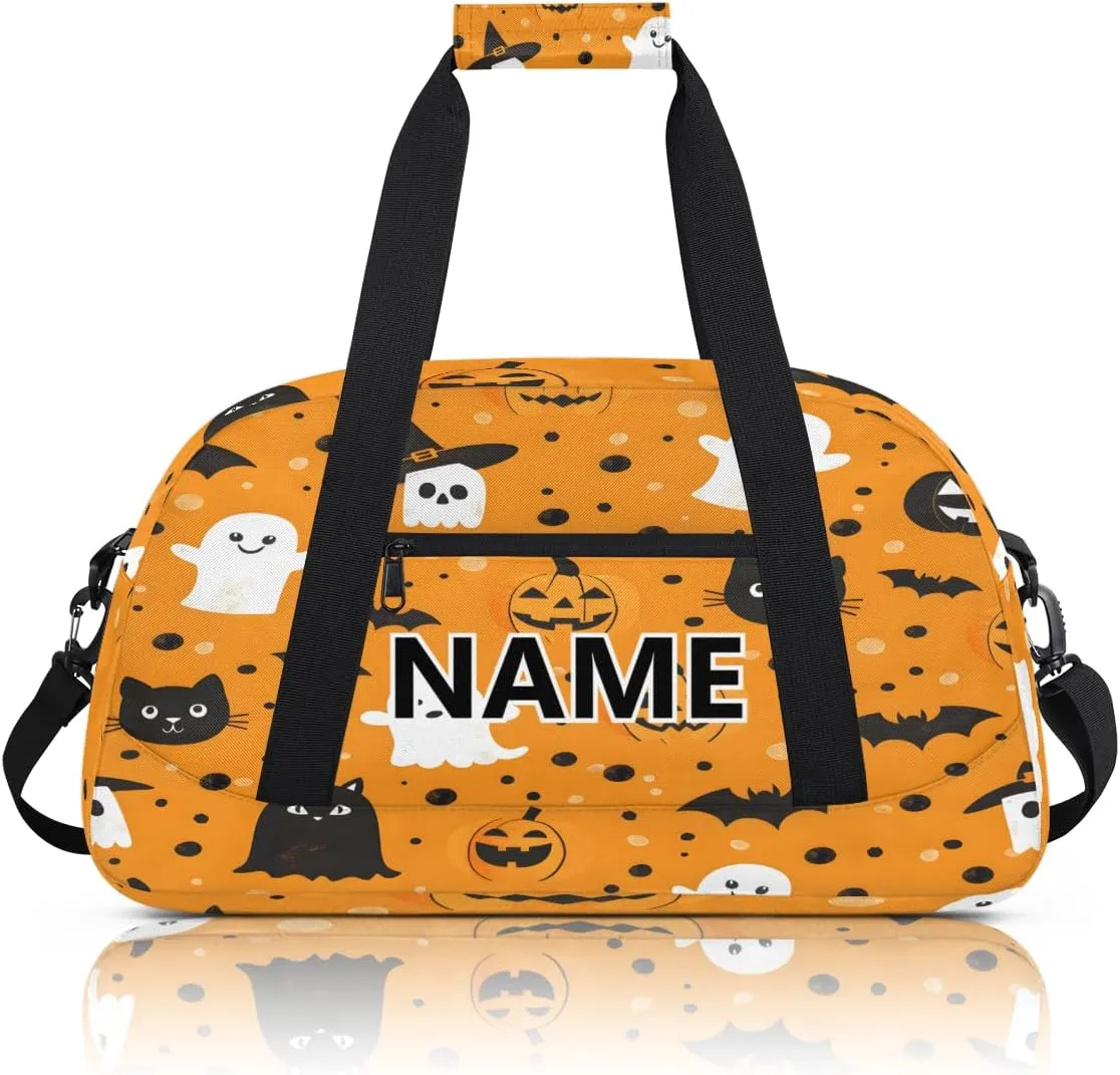 Halloween Ghosts Mini Gym Bag 18 inch for Women Men Waterproof Custom Halloween Cute Ghost Travel Duffel Bag Carry On Overnight Tote Nurse Bag for Work Fitness Hiking