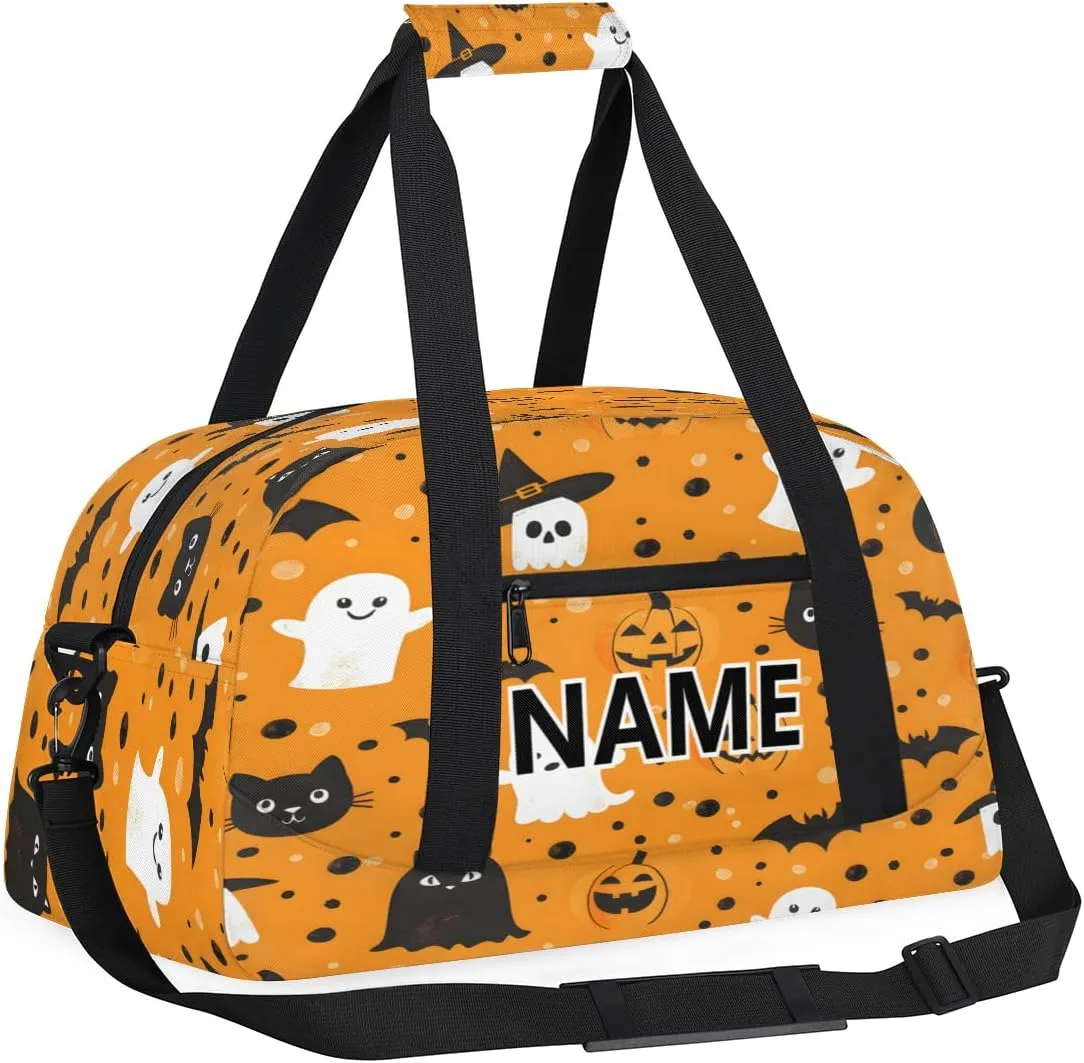Halloween Ghosts Mini Gym Bag 18 inch for Women Men Waterproof Custom Halloween Cute Ghost Travel Duffel Bag Carry On Overnight Tote Nurse Bag for Work Fitness Hiking