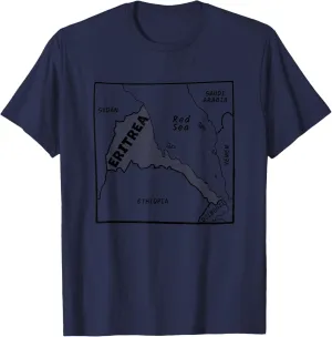 Hand-drawn black line map of Eritrea & neighboring countries T-Shirt