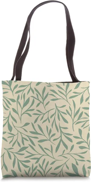 Hand Drawn Botanical Leaf Pattern in Sage Green Tones Tote Bag