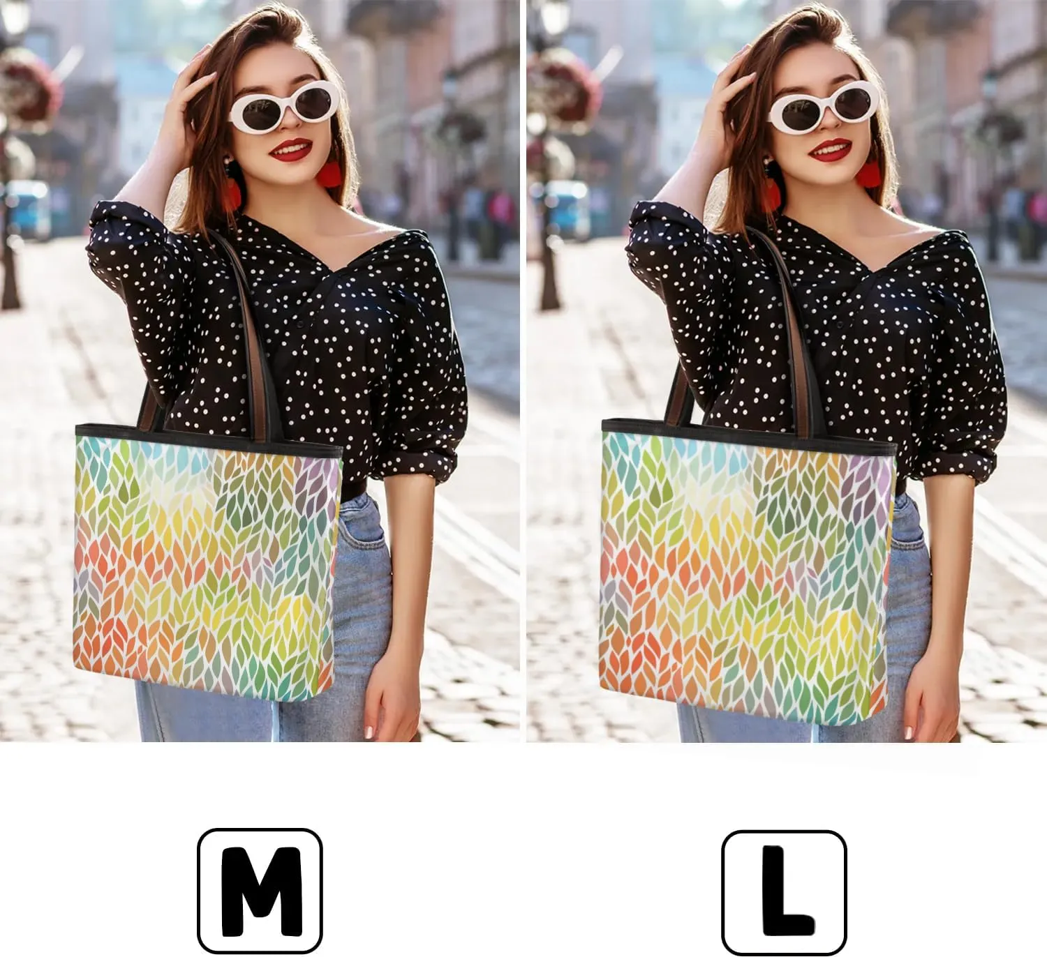 Hand-drawn Leaf Colorful Tote Bag for Women Womens Handbags Tote Bags for Travel Beach Gym