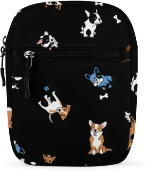 Hand-drawn Puppy Small Crossbody Bag Bones Bowls Sling Bag Shoulder Handbag For Women Men Mini Messenger Bags With Adjustable Straps